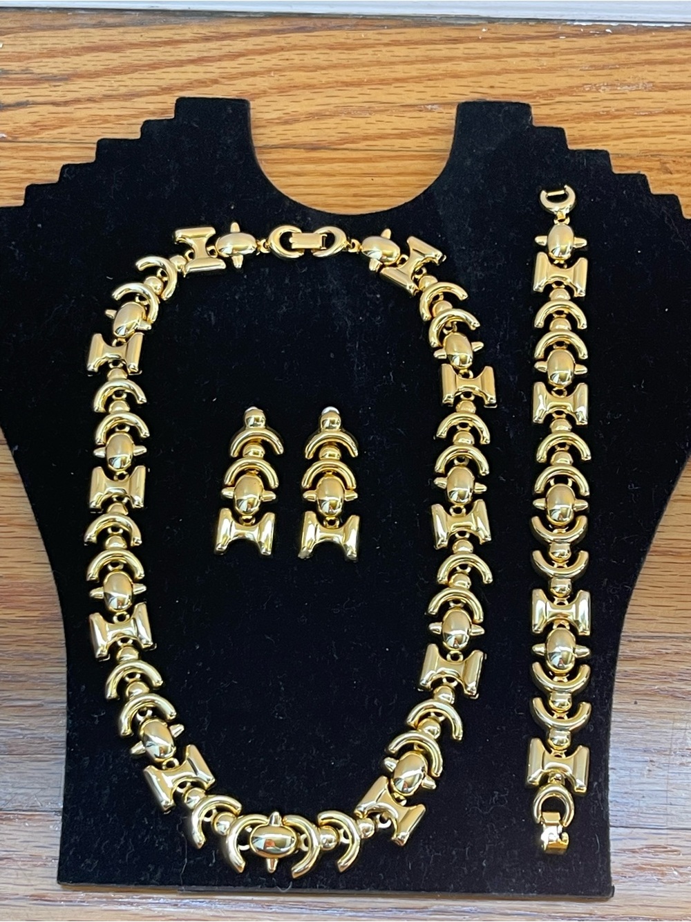 Gold Link Necklace, Bracelet & Earrings Set